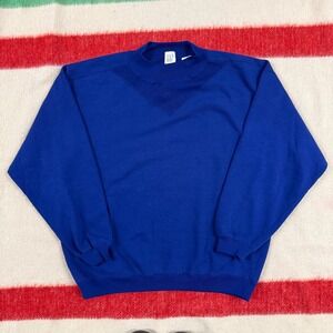 Vintage 90s GAP Single V Mock Neck Sweatshirt Mens Medium Blue Pullover